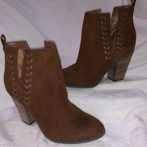 Carlos brown heel booties